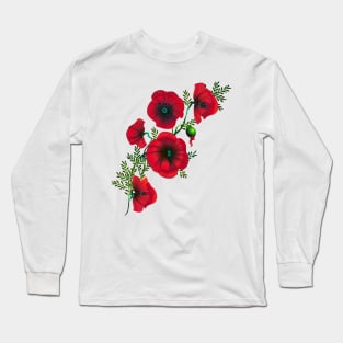 bright red poppy Long Sleeve T-Shirt